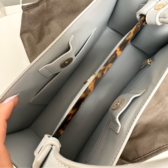 NWOT Charles & Keith TRAPEZOID TOP HANDLE TOTE BAG - LIGHT BLUE - Picture 12 of 16